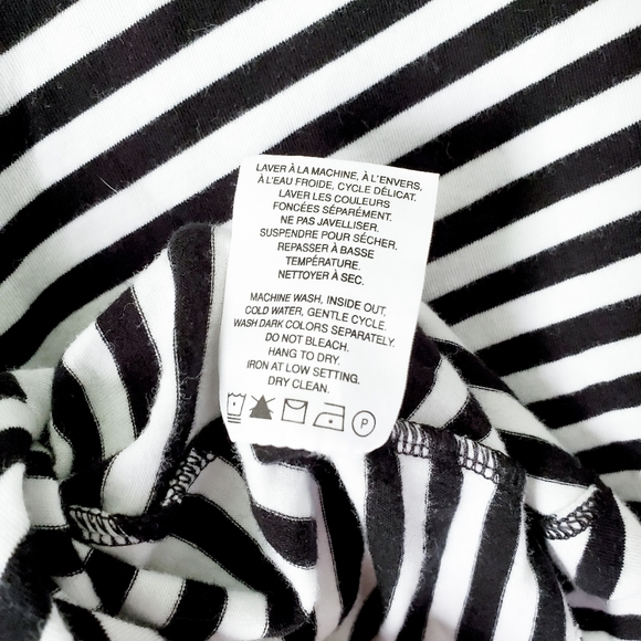 Black and White Stripe Deep V-Neck V-Back Top - Picture 3 of 4